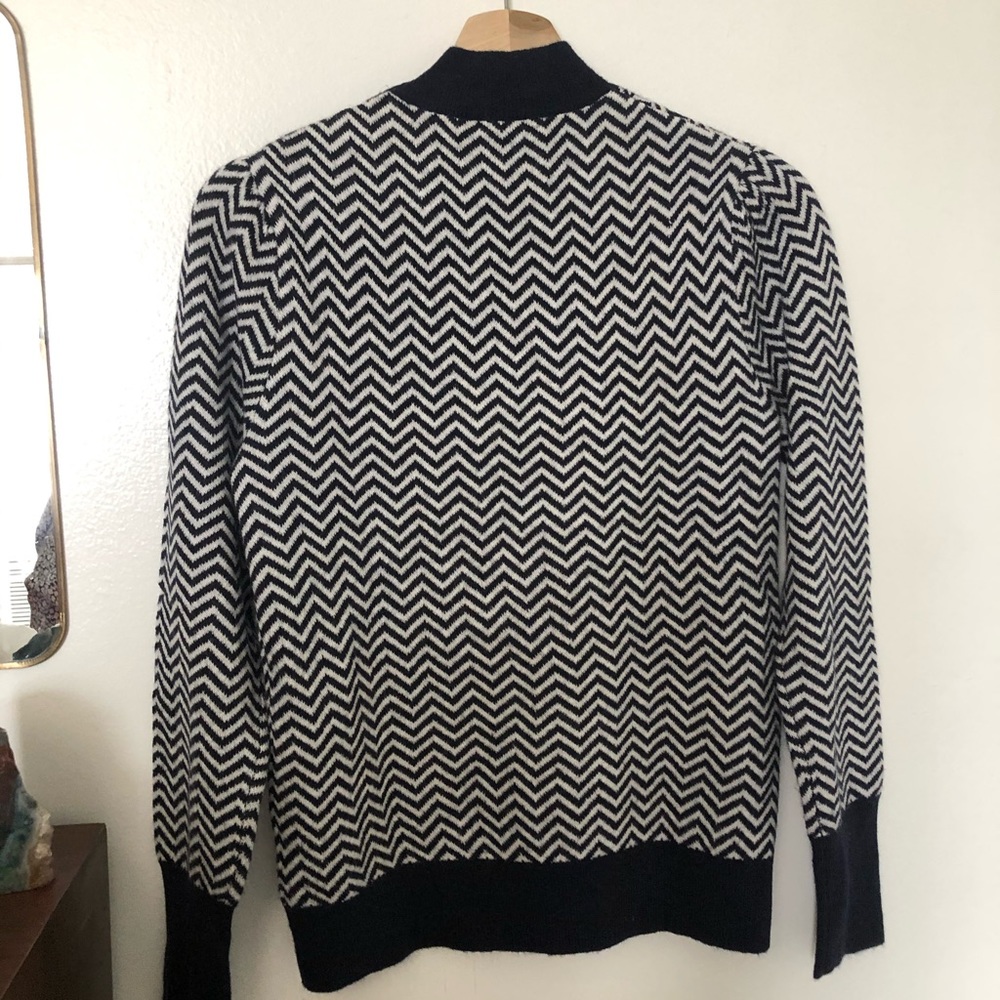 J Crew Button Detail Mockneck Sweatet Herringbone - Picture 3 of 6